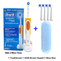 Cepillo de dientes eléctrico Oral B 2D, giratorio, con vibración, recargable, cerdas de acción cruzada, cuidado bucal, 4 cabezales de regalo gratis