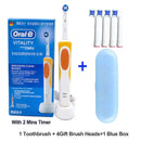 Cepillo de dientes eléctrico Oral B 2D, giratorio, con vibración, recargable, cerdas de acción cruzada, cuidado bucal, 4 cabezales de regalo gratis