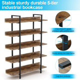 Tribesigns Bookshelf Storage Rack Standing Shelf 5 Tier Industrial Sturdy Bookshelf with Iron Pipe Frame