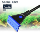 EW Fish Tank Glass Cleaning Brush Aquarium Tool Fishing Aquatic Grass Clip Algae Scraping Knife Long Handle Five-in-One Cleaning