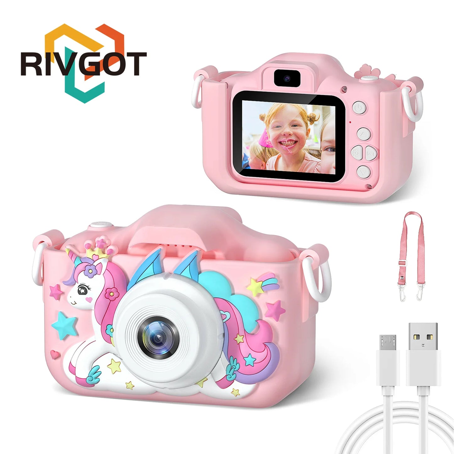Cámara digital para niños de 1080P HD, cámara de vídeo de 2 pulgadas con funda de silicona, ideal para Navidad y cumpleaños.