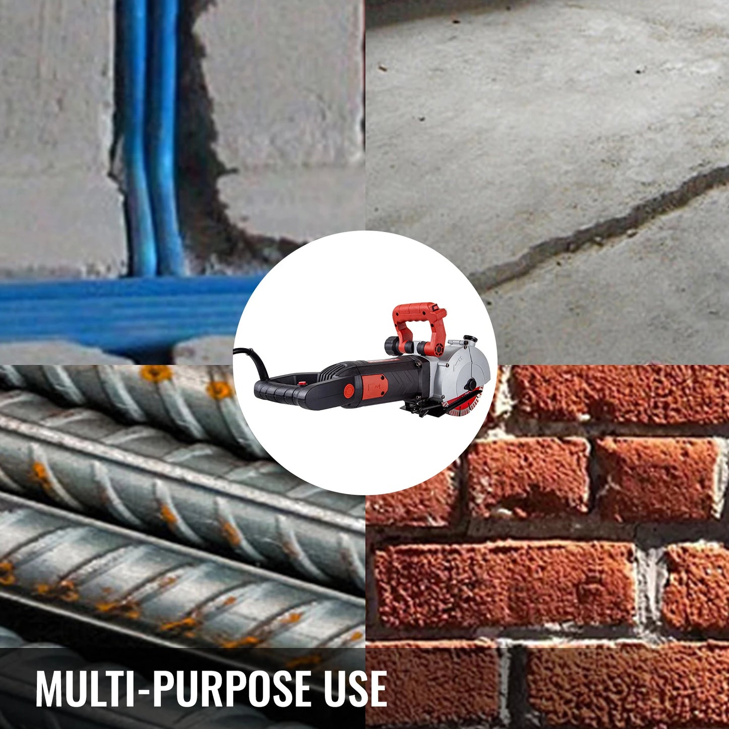 VEVOR Max 4800W Wall Chaser Concrete Cutter Electric Laser Aiming Groove Slotting Machine 125mm Circular Saw Cutting Power Tool