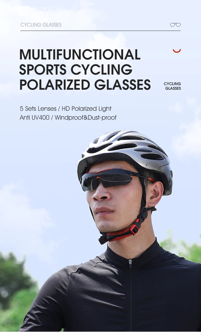 WEST BIKING Cycling Polarized Glasses Bike Outdoor Sports Sunglasses MTB PC Goggles Eyewear 5 Lens Bicycle Accessories