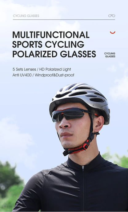 WEST BIKING Cycling Polarized Glasses Bike Outdoor Sports Sunglasses MTB PC Goggles Eyewear 5 Lens Bicycle Accessories