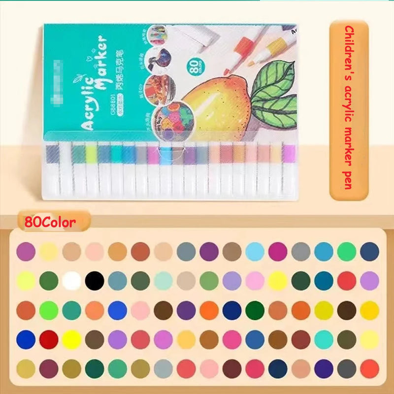 12-80Colors Acrylic Paint Pens Markers for Rock Painting Water Based Paint Markers Ceramic Easter Egg Glass Wood Manga DIY Gift