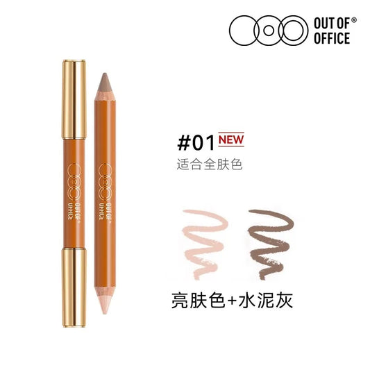 OUTOFOFFICE Lápiz de contorno de doble punta, lápiz iluminador de sombras, corrector de sombras de nariz iluminador tridimensional 