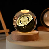 6cm 3D Crystal Ball Decoration 2024 Astronomy Solar System Planets Moon Astronaut LED Balls Home Snow Glass Globe Decorations