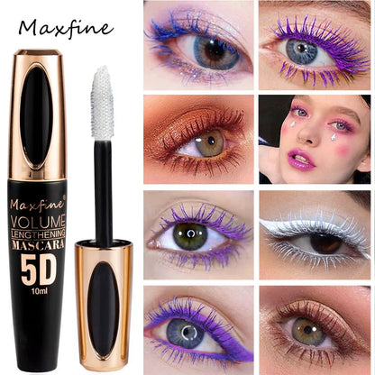 Máscara de pestañas de seda 5D con ojos grandes, contenido y longitud negros fuertes y duraderos, resistente al agua y antiaglomerante, y de duración prolongada.