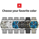 OLEVS 3653 Mens Watch Quartz Watch Multifunctional Chronograph Watch For Men 30M Waterproof Luminous Moon Phase Box Original