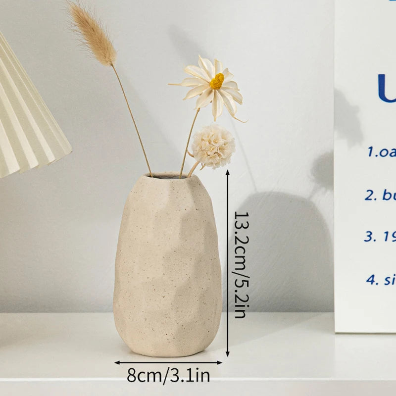 Ceramic Flower Vase Retro Table Decorative Vase Dried Flower Arrangement Pot Home Wedding Gifts Aesthetic Vase Desktop Ornament