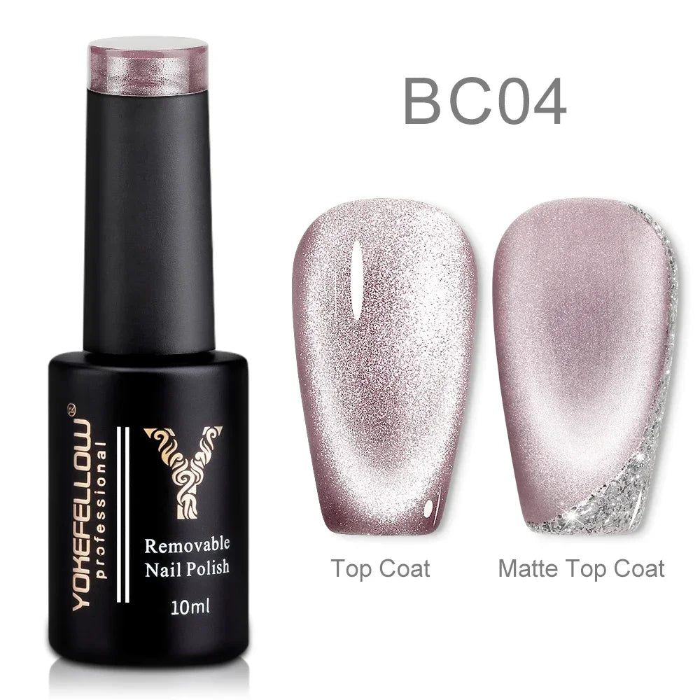 Esmalte de uñas en gel YOKEFELLOW Cat Eye de 10 ml, esmalte de uñas magnético plateado, esmalte de uñas en gel profesional para manicura DIY.