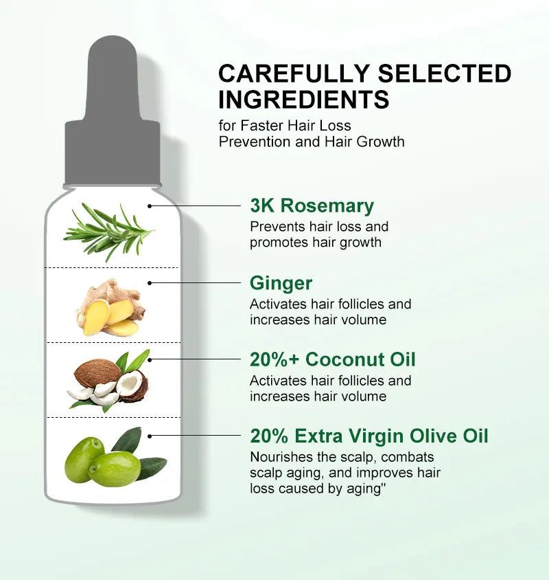 PURC Rosemary Oil Hair Growth Products for Man Women Ginger Anti Hair Loss Fast Regrowth Thicken Oils Scalp Treatment Hair Care