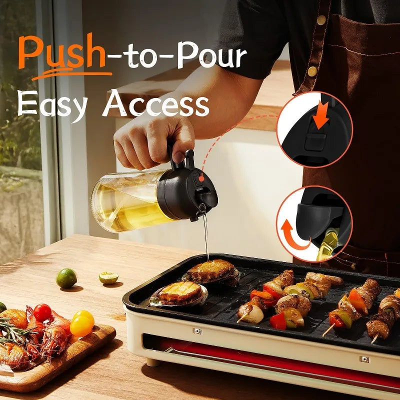 2 in1 Oil Spray Bottle Plastic Kitchen Barbecue Cooking Olive Oil Dispenser Oil Jar Baking Vinegar Soy Sauce Spray Container