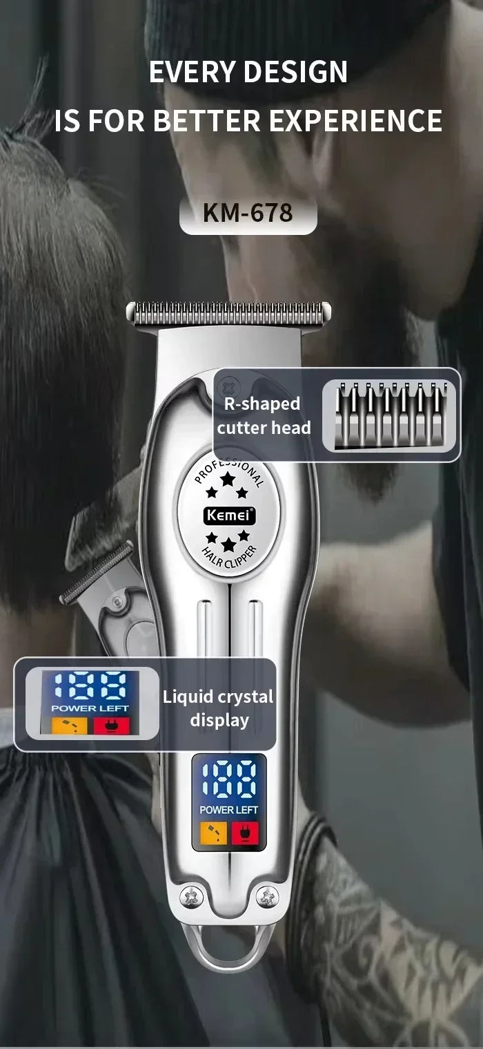 Kemei KM-678 KM-2024 KM-2628 Professional Electric Hair Clippers Beard Clipper Rechargeable Men's Shaver Hair Trimmer Kit