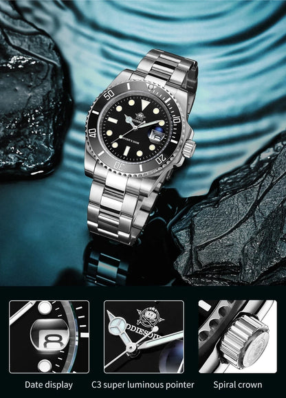 ADDIESDIVE Quartz Watch for Men 316L Stainless Steel Super Luminous Ceramic Bezel 200m Waterproof Classic Diving Men‘s Watch
