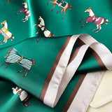2024 Horse Print Female Silk Neck Scarf Square Hair Scarves Foulard Head Band Shawls Wraps Neckerchief Bandana Women