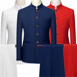 2023 Fashion Men Retro Party 2 Piece Set Blazer Pants Luxury Embroidery Men Tang Suit Jacket Trousers Plus Size M-6XL 2 Pcs