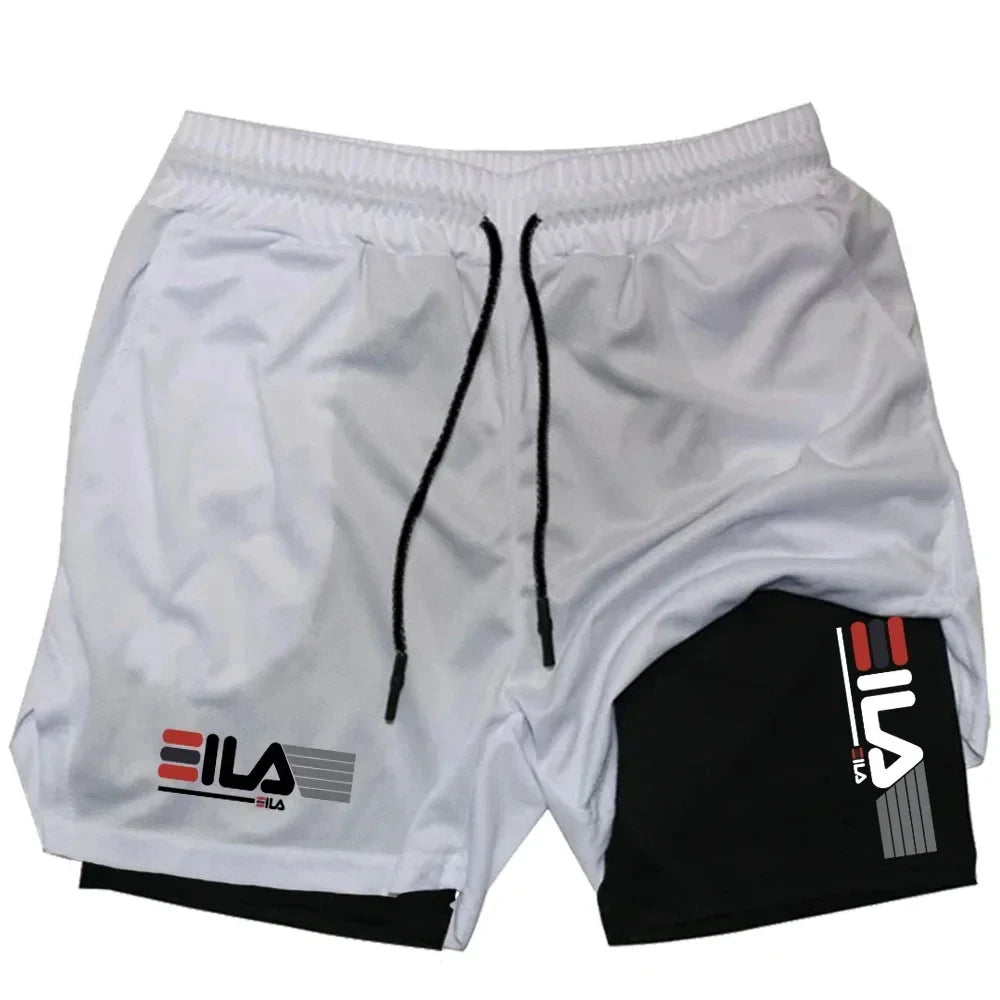 Pantalones cortos deportivos dos en uno para hombre, transpirables, informales, de secado rápido, de doble capa, para correr en verano, tallas M-3XL