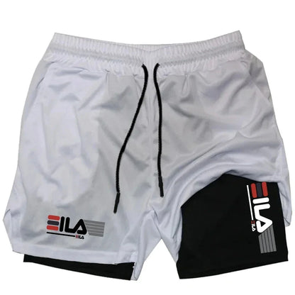 Pantalones cortos deportivos dos en uno para hombre, transpirables, informales, de secado rápido, de doble capa, para correr en verano, tallas M-3XL