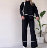Conjunto de calças soltas e top casual de manga comprida para mulheres, roupas de moda, novas, outono, 203, 2 peças
