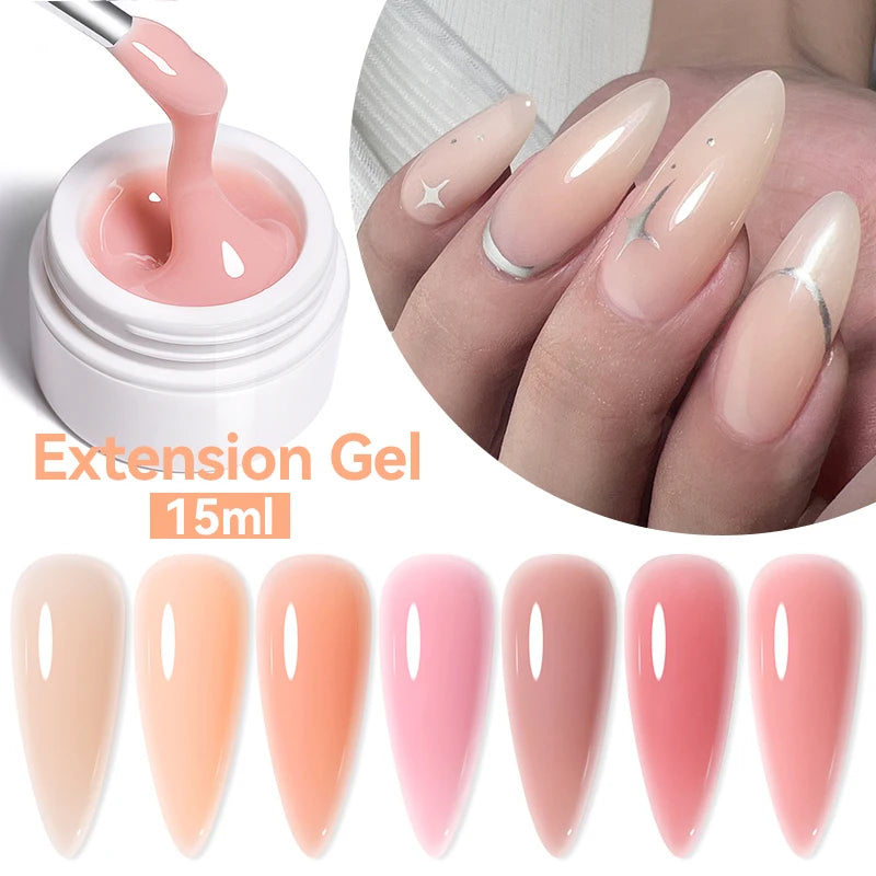 UR SUGAR 15ml Extension Nail Gel Polish Nails Finger Form Clear Nude Pink Nail Art Camouflage Hard Gel Acrylic Nail Manicur