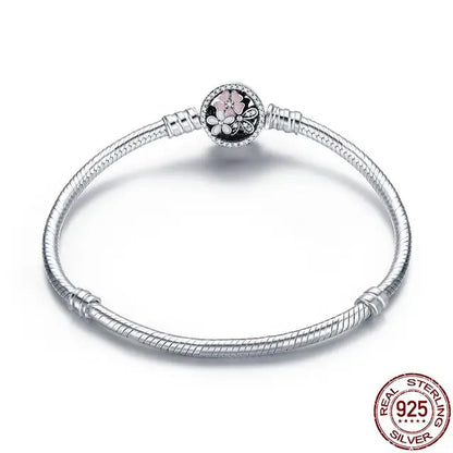 Original 925 Silver Bracelet Snake Chain 17-20 Evil Eye Heart Star Zircon For Charms Beads Pendant Anniversary Jewelry Making Gifts 