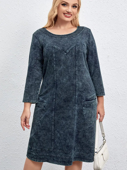 Vestido vaquero informal para mujer, talla grande, holgado, minivestido, varios colores disponibles 
