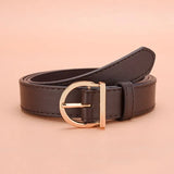 Women's Fashion Pin Buckle Thin Belt Genuine Luxury Soft Belt for Women with Cargo Pants Jeans Windproof PU Leather Belt