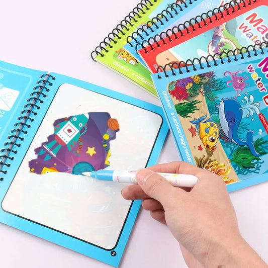 Libro para colorear reutilizable para niños, libro mágico de dibujo al agua, DIY, pintura de grafiti para guardería, juguetes de dibujo, juguetes educativos para edades tempranas