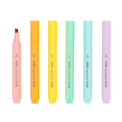6Pcs/set Pastel Color Macaron Highlighter Pen Marker Pens Fluorescent Pen Drawing Highlighters Cute Stationery School Supplies
