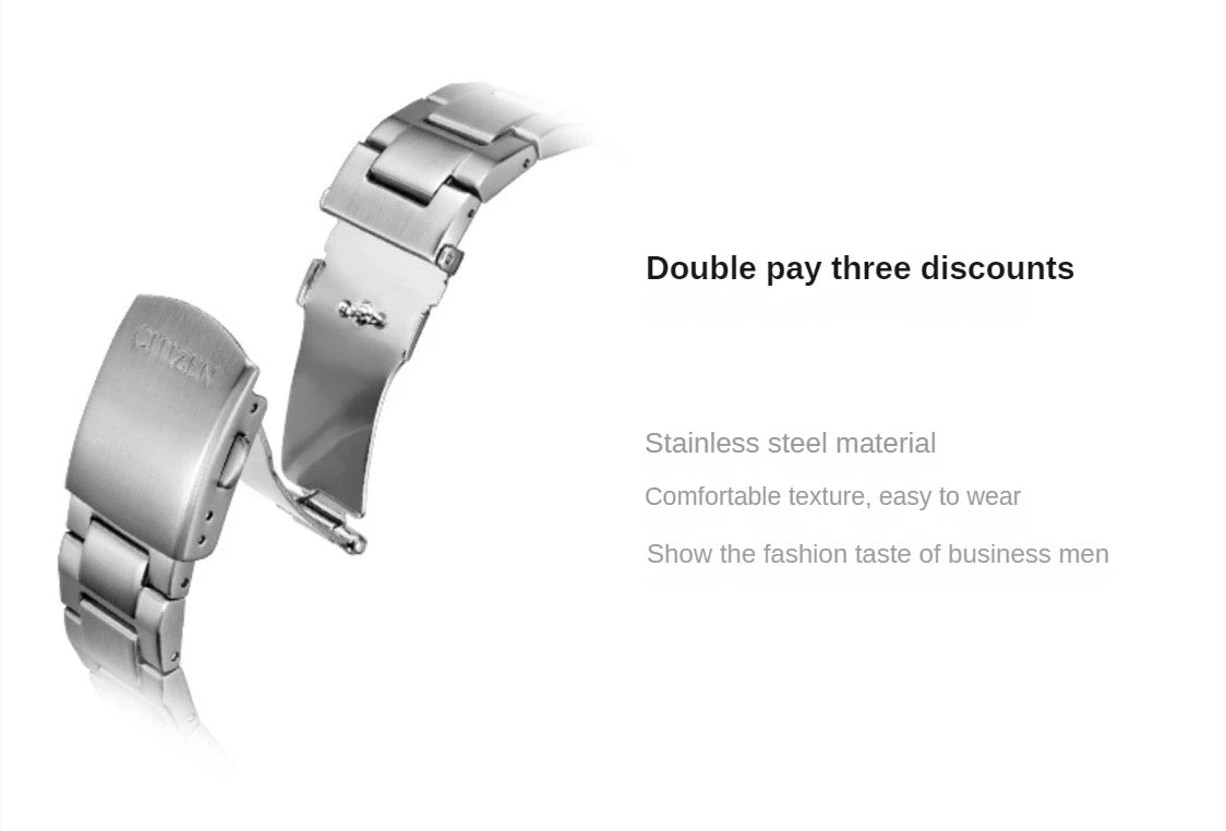 Citizen Fashion Men Stainless Steel Watch Luxury Calendar Quartz Wrist Watch Business Watches for Man Clock Montre Homme
