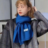 Winter Knitting Scarf Men Women Fastener Thermal Neck Warmer Solid Fleece Keep Warm Scarf Thickening Windproof Neck Cover