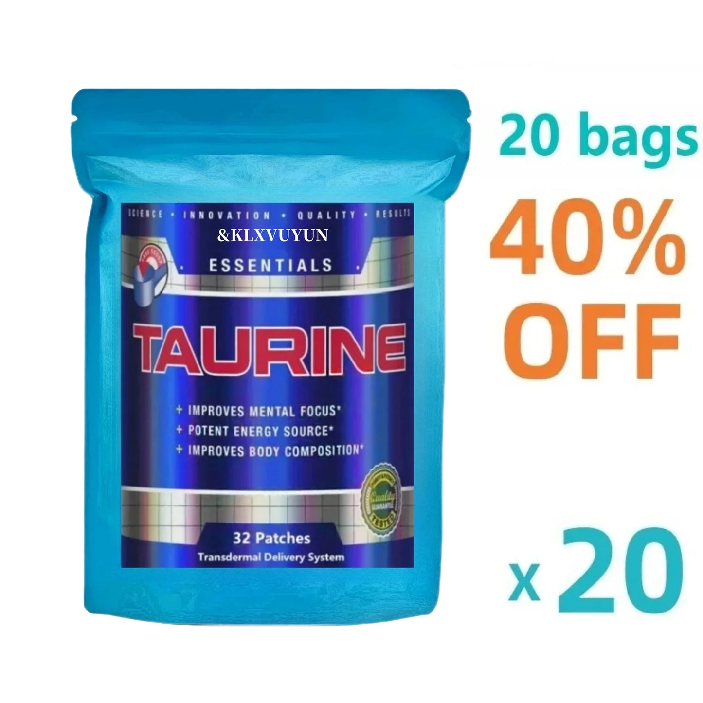 Taurine + Creatine Monohydrate Transdermal Patches, Muscle Strength, Focus, Memory - Best Creatine for Muscle Growth