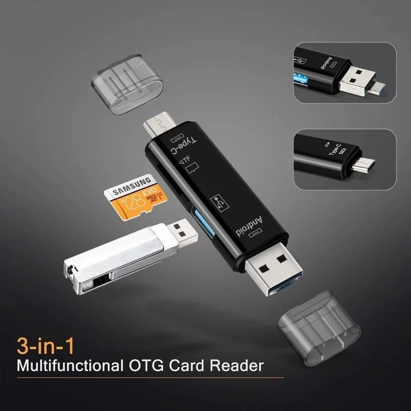 5 In 1 Multifunction USB 2.0 Type C/Usb/Micro Usb /TF/SD Memory Card Reader OTG USB Reader Card Adapter Mobile Phone Accessories