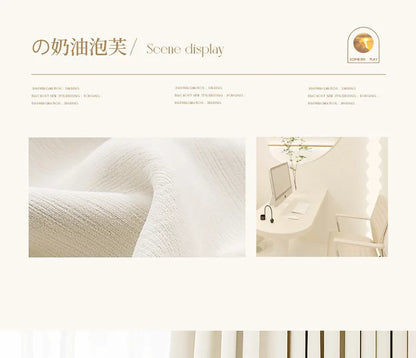 French Chenille Cream White Velvet Curtain Modern Simple Blackout Curtains for Living Dining room Bedroom Tulle Customization