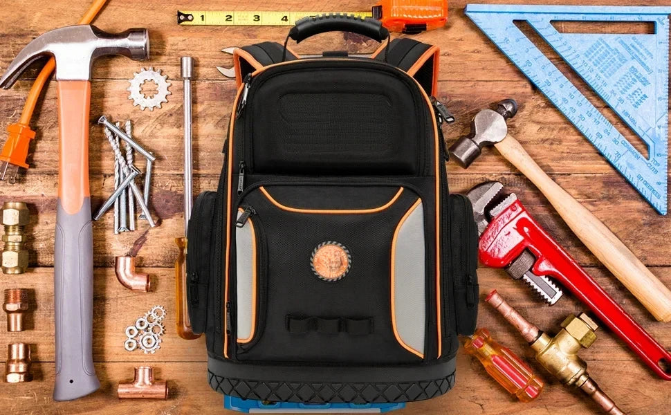 Mochila para herramientas con 75 bolsillos y presillas, resistente, organizador de herramientas/portaherramientas HVAC para electricistas/trabajos de construcción