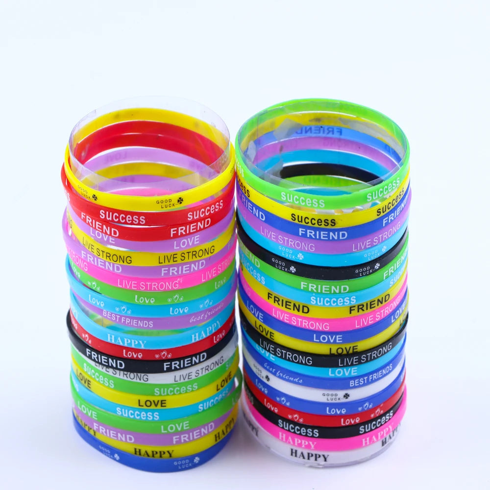 Lote de 20/30/50/100 pulseras de silicona luminosas multicolores para hombre y mujer, estilo mixto, regalo de joyería