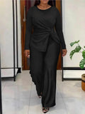 2 Piece Women Sets 2026 New Arrival Plus Size Spring Autumn Matching Sets Black Two Pieces Sets Top Pants Suits Outfits Clothing