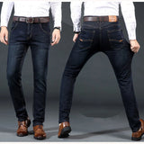 New Men's Light Luxury Stretch Slim Fit Pants Comfortable Soft Business Fashion Straight Casual Denim Trousers Male Brand Clothing