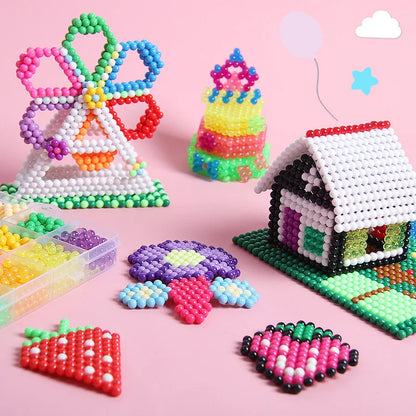 DIY Water Spray Magic Sticky Beads Toy Set Children's Handmade Puzzle Craft Kit Sensory Crystal Beads Kids Art Educational Gifts