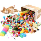 56pcs/28pcs/14pcs Cat Toys Mixed Pack. A Combination of Various Plastic Toys and Plush Toys Suitable for Multiple Cats to Play