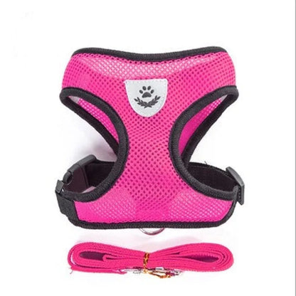 Arnés para perros y gatos con correa ajustable, malla de poliéster, transpirable, reflectante, para perros pequeños, accesorios para gatos.