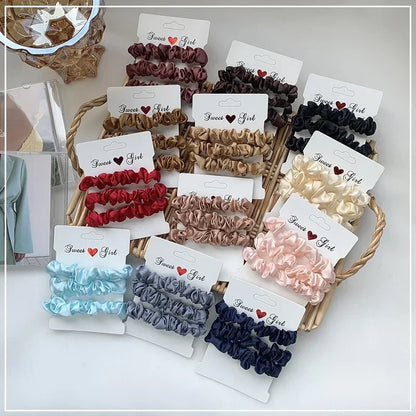 3/5/6Pcs Elegant Ponytail Holder Rubber Band Elastic Hairband Hair Accessories Silk Satin Scrunchies Women Solid Color Hair Rope