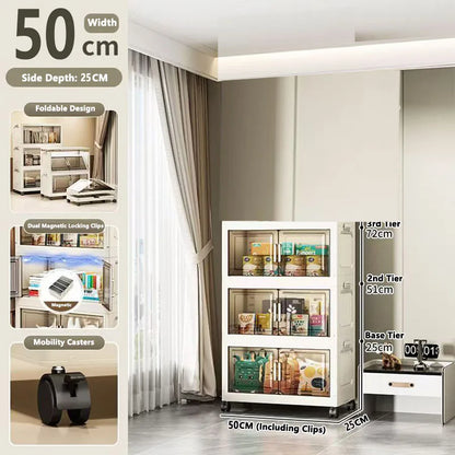 Storage Cabinet Folding Storage Box Home Living Room Toy Cabinet Storage Rack Snack Cabinet Installation-Free Kitchen Storage Cabinet Folding Storage Cabinet Organizer