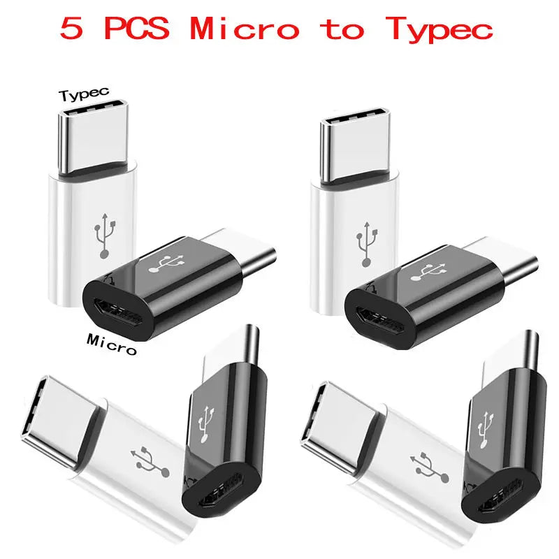 1PCS/5PCS Micro USB Female To Type C Male Adapter Mobile  Phone  Android Converter Micro-B To USB-C Data Cable Connector