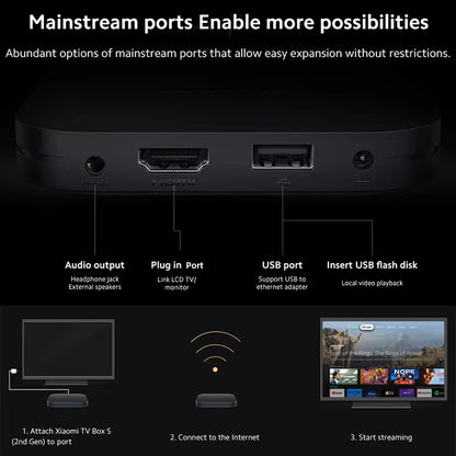 Global Version Xiaomi Mi TV Box S 2nd Gen 4K Ultra HD Google TV 2GB 8GB Dolby Vision Google Assistant Netflix Wifi Media Player