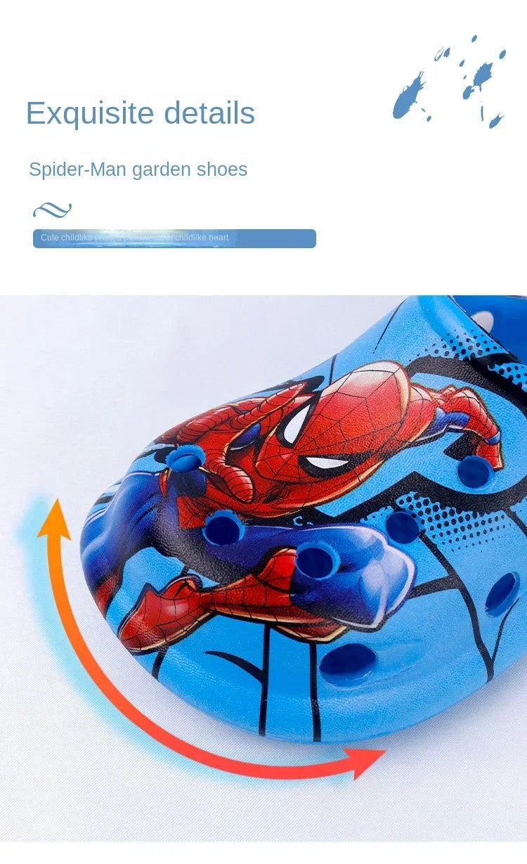 Disney Children's Slippers Summer Boys Spiderman Slipper Anti-slip Hole Kids Beach Shoes Soft Bottom Toddler Home Slipper