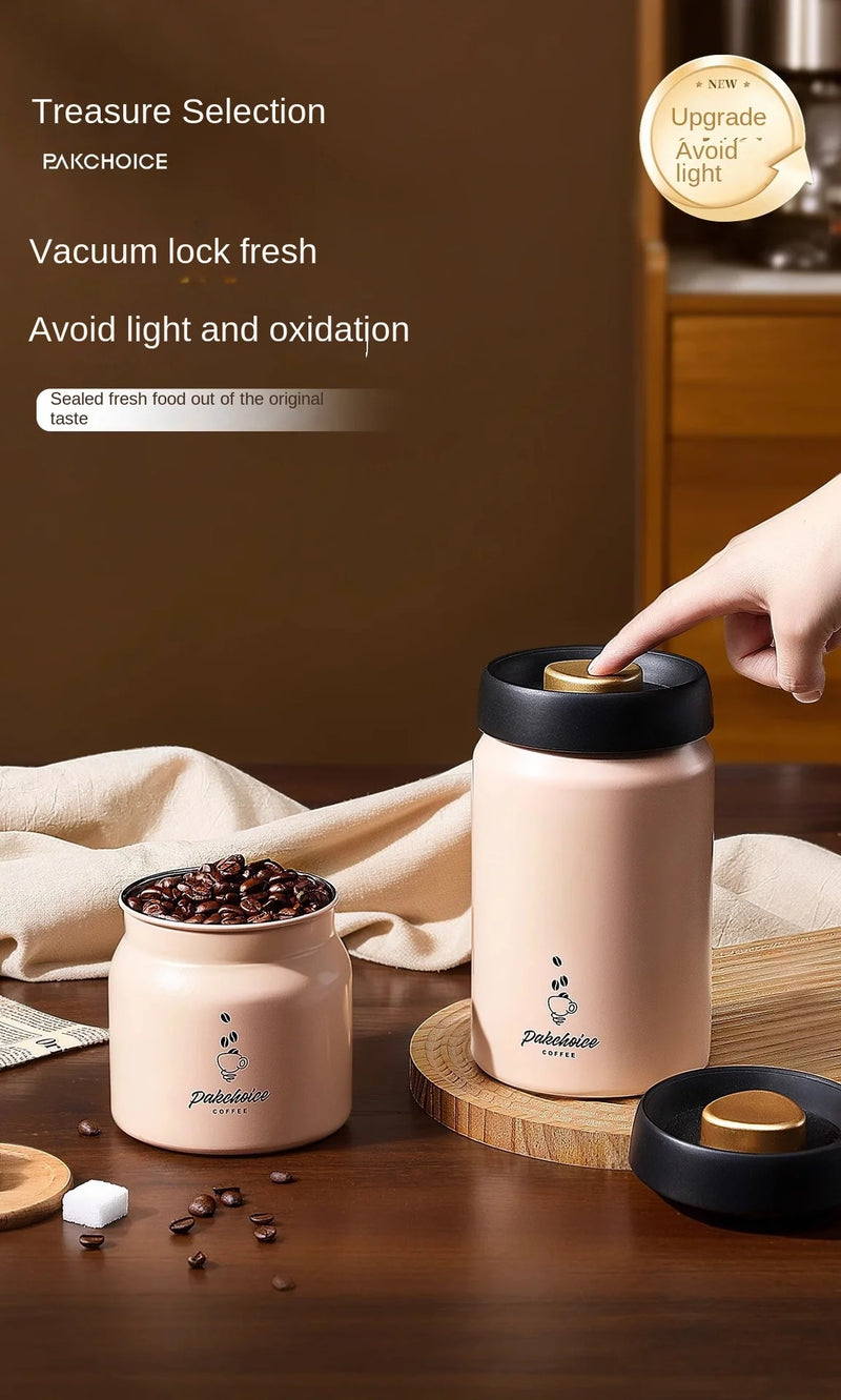 316 Stainless Steel Vacuum Coffee Storage Container Airtight Light-proof Tea Spice Food Storage Jar Kitchen Tool