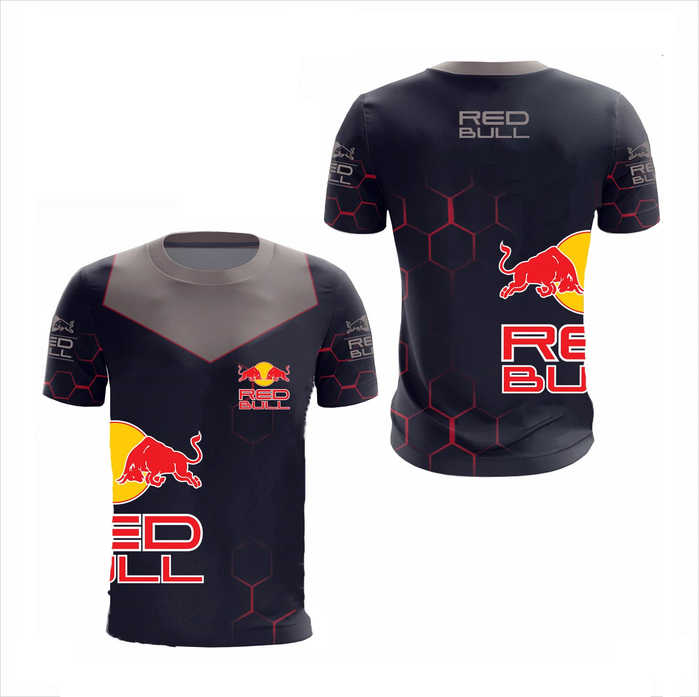 Summer New Red Bull T-shirt Men's Sports T-shirt Red Bull 3D Printed Short-sleeved Casual Oversized T-shirt Red Bull Clothing