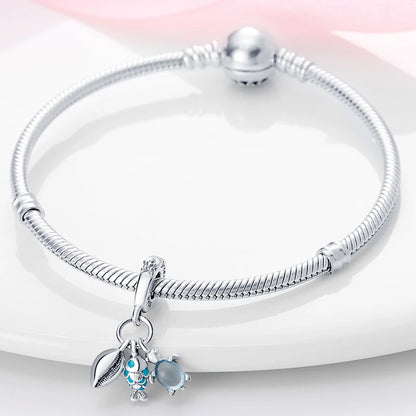 Ocean Series - Original Genuine 925 Sterling Silver Turtle Crab Mermaid Charm Beads Suitable for 3mm Bracelet DIY Making Pendant
